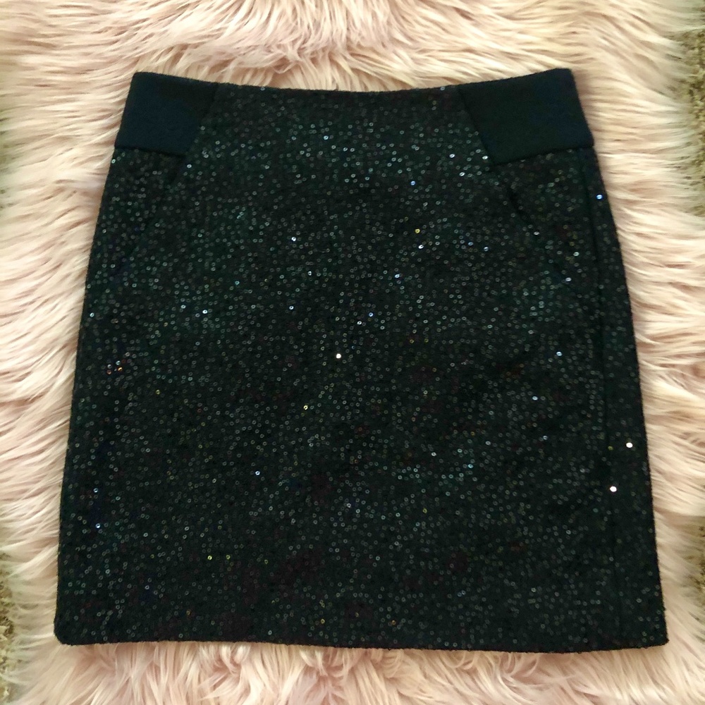 Black Sequin Mini Skirt